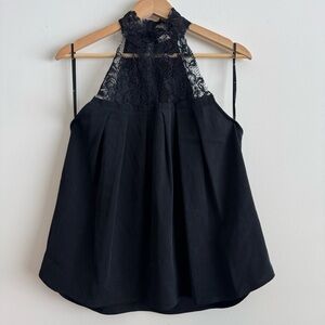 Adriano Goldschmied Black Lydia Mock Lace High Neck Top Size Small